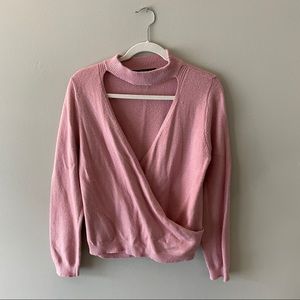 Forever 21 pink sweater with choker cutout